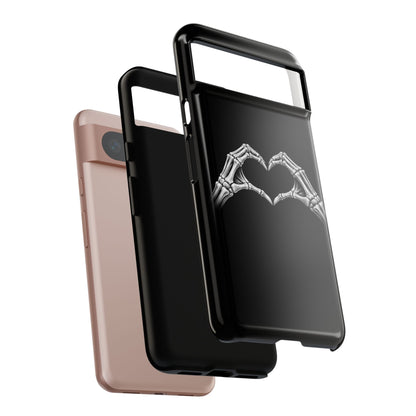 Skeleton Hands Heart Phone Case | Gothic Black Protective Cover