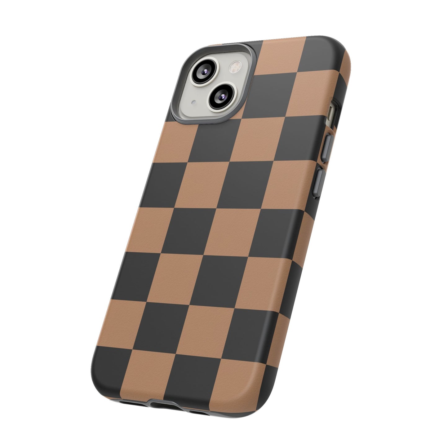 Brown Checkered Phone Case | Aesthetic Checkerboard iPhone & Samsung Tough Case
