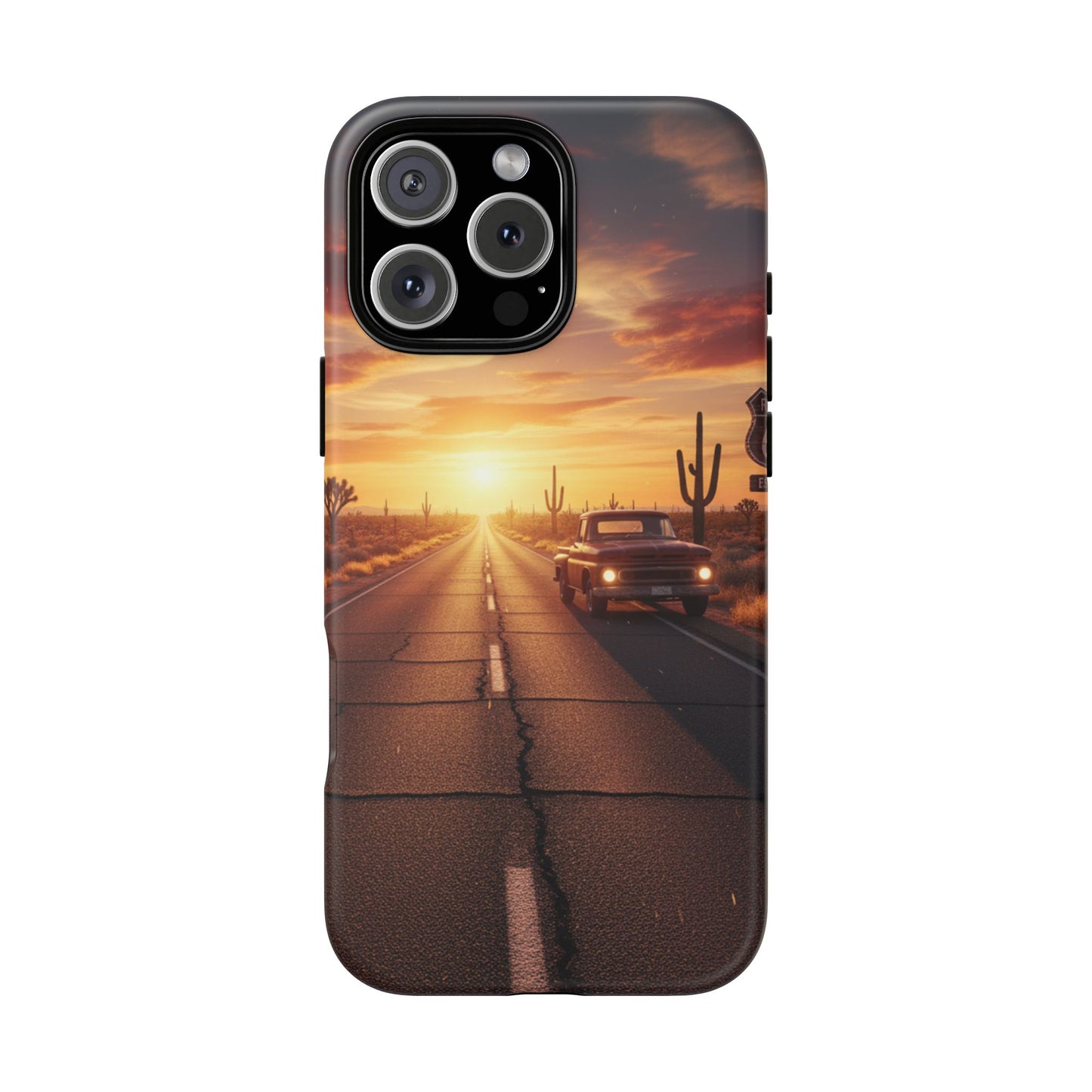 Route 66 Sunset Desert Highway Phone Case – Road Trip Travel Aesthetic Tough Case