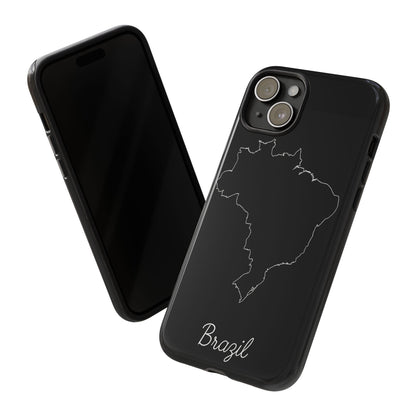 Brazil Outline Phone Case – Minimal Country Map Tough Case (iPhone, Samsung, Pixel)