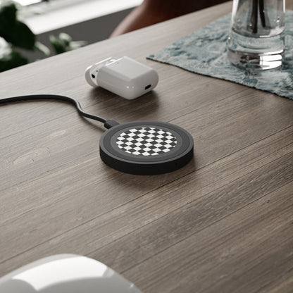 Wireless Charging Pad — Black & White Checkered Qi Charger