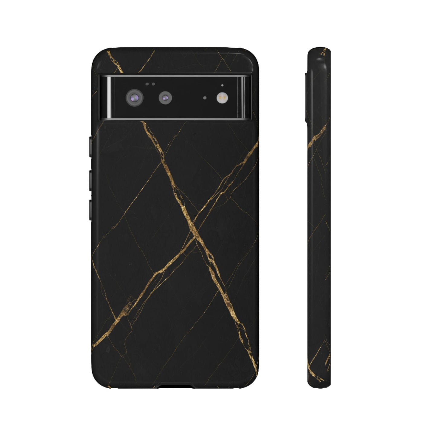 Black Marble Phone Case with Gold Veins – Luxury Minimal Aesthetic Tough Case