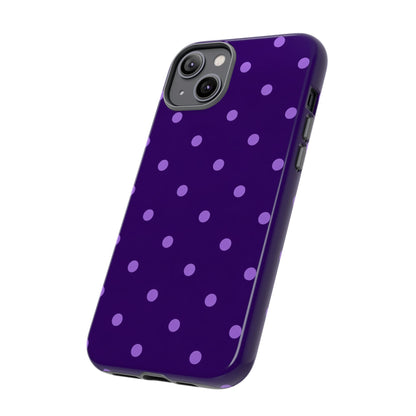 Purple Polka Dot Tough Phone Case – Cute Stylish Durable Protective Cover for Iphone, Samsung Galaxy and Pixel