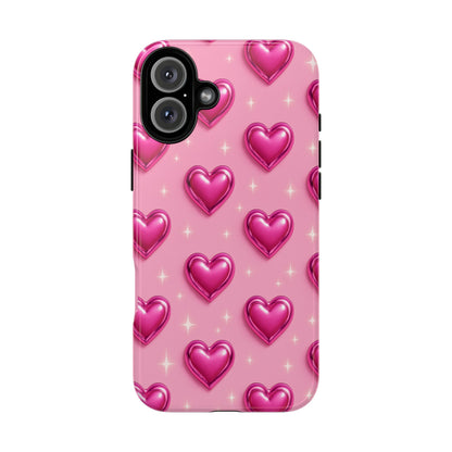 Pink Heart Pattern Phone Case | Tough Protective Case for Iphone, Samsung Galaxy and Pixel
