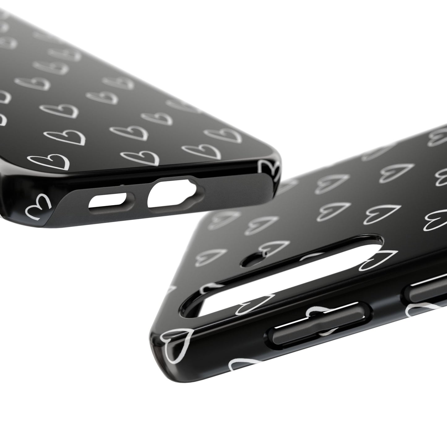Doodle Heart Phone Case – Minimal Black & White Heart Pattern | Tough Protective Case