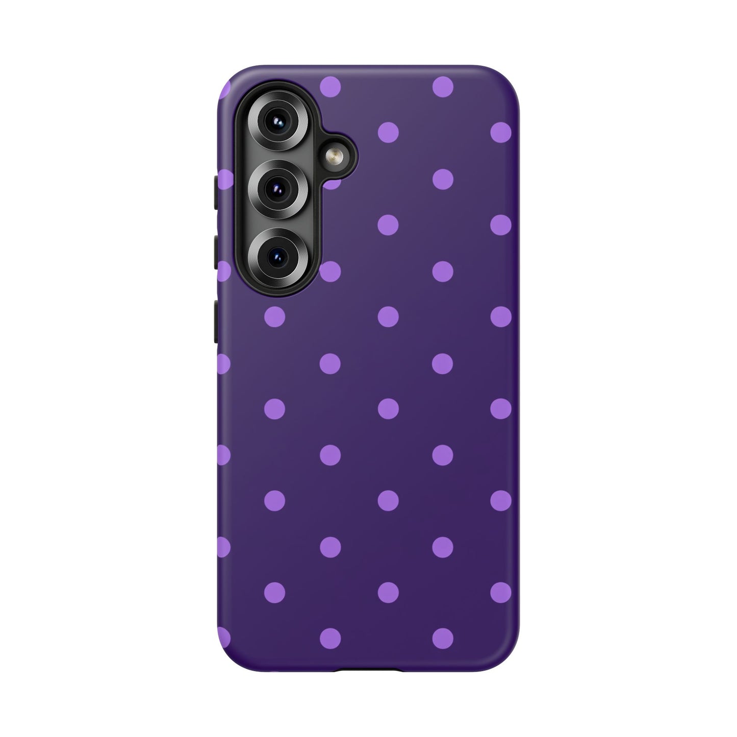 Purple Polka Dot Tough Phone Case – Cute Stylish Durable Protective Cover for Iphone, Samsung Galaxy and Pixel