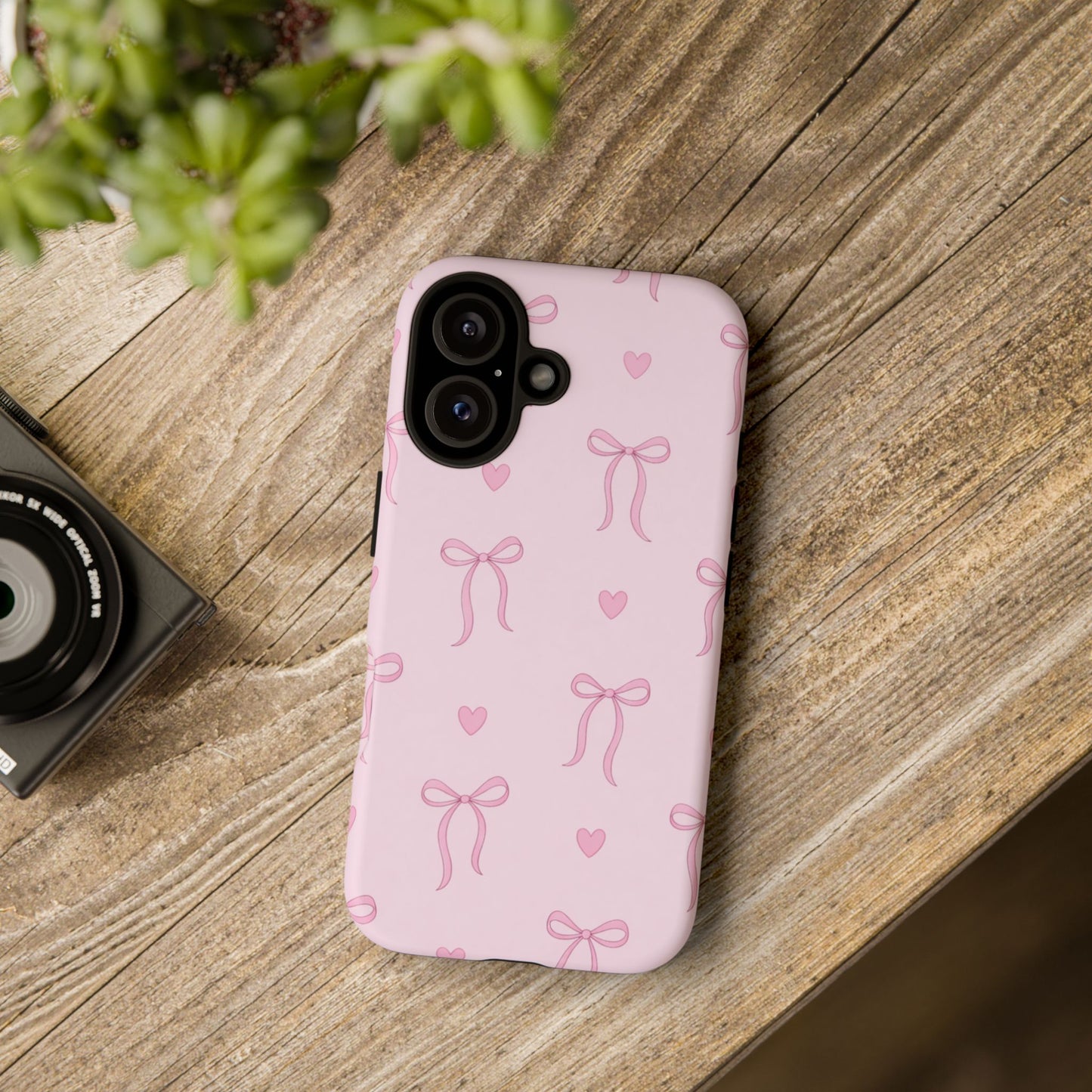 Pink Bow Heart Aesthetic Phone Case – Coquette Cute Tough Cover