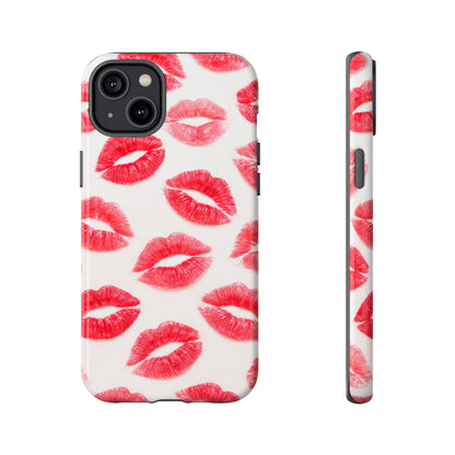 Red Lipstick Kiss Phone Case – Sexy Lip Print Pattern Tough Protective Cover