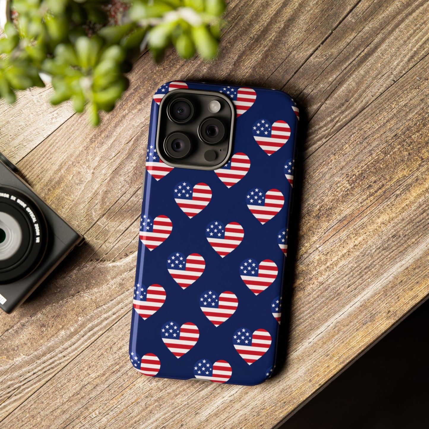 Patriotic American Flag Heart Phone Case – Tough Shockproof, USA Stars & Stripes for Iphone, Samsung Galaxy and Pixel
