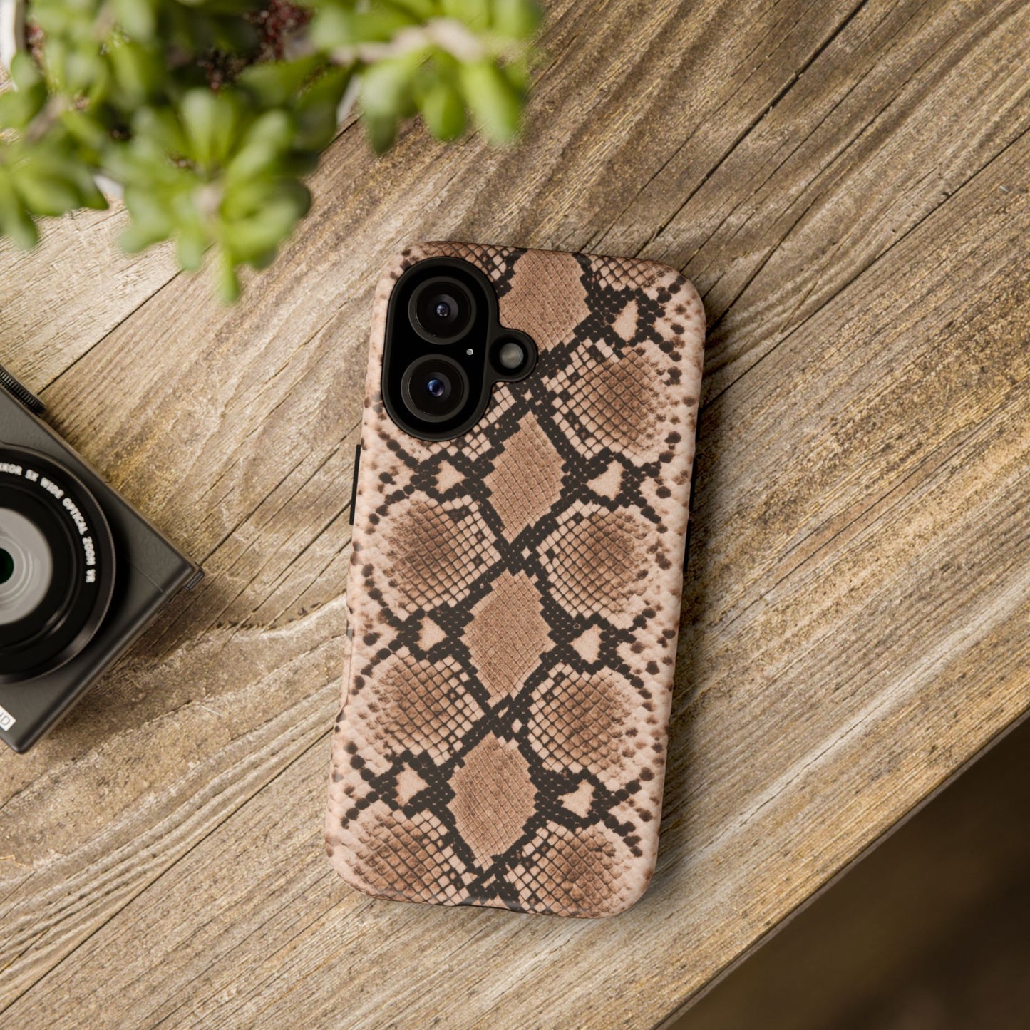 Snake Print Phone Case – Brown Python Pattern Slim Protective Cover for Iphone, Samsung Galaxy and Pixel
