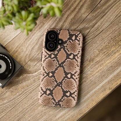 Snake Print Phone Case – Brown Python Pattern Slim Protective Cover for Iphone, Samsung Galaxy and Pixel