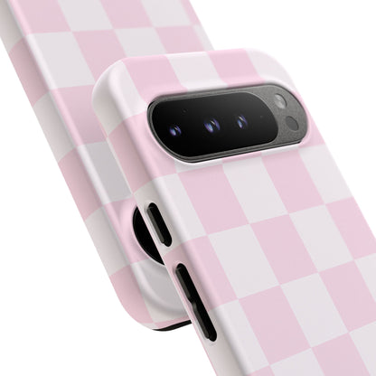 Light Pink Checkerboard Phone Case | Pastel Aesthetic Checkered iPhone & Samsung Tough Case