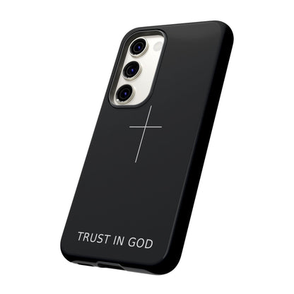 Trust in God Phone Case Minimal Cross Christian Black Tough Cover