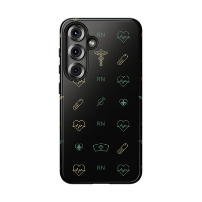 RN Nurse Phone Case – Minimal Medical Icon Pattern Healthcare Worker Tough Case