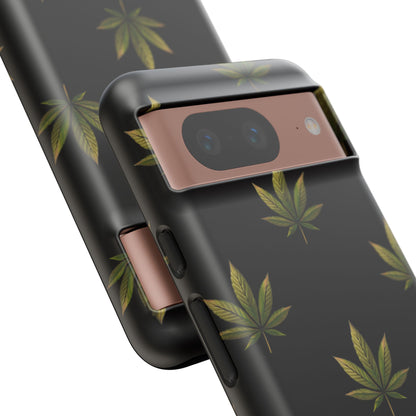 Cannabis Leaf Phone Case Green Weed Leaf Pattern Tough Protective Cover