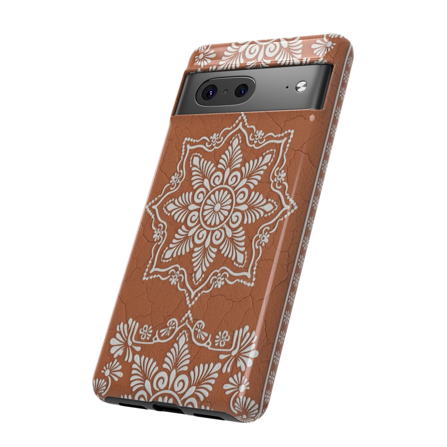 Talavera Terracotta Phone Case | Mexican Floral Pattern iPhone & Samsung Tough Case | Boho Clay Aesthetic Cover