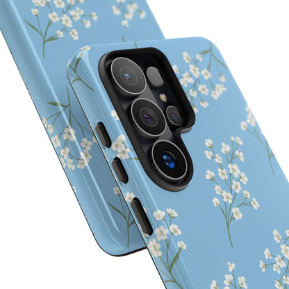 Baby’s Breath Floral Phone Case – Blue Minimal Flower Aesthetic Tough Case