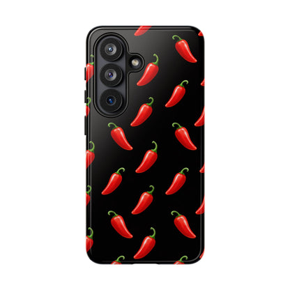 Spicy Chili Pepper Phone Case – Black Cute Hot Pepper Tough Cover for Iphone, Samsung Galaxy and Pixel