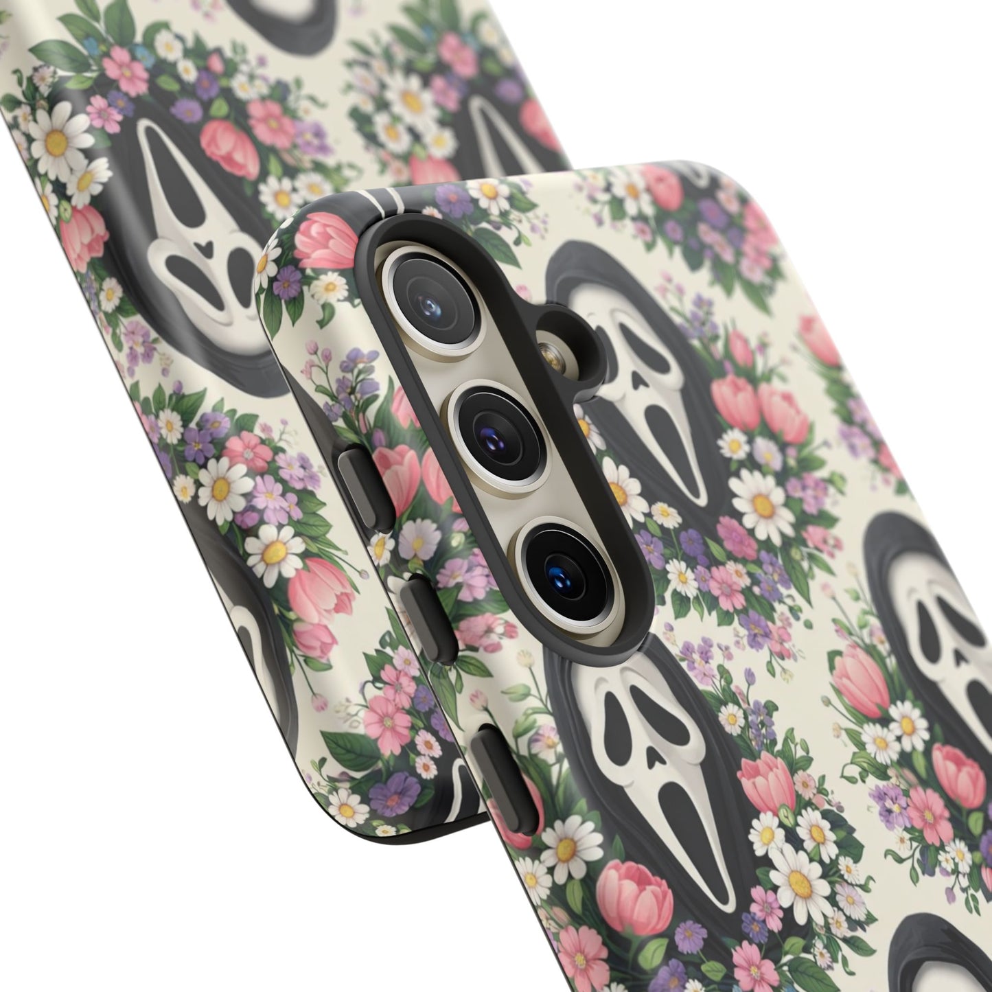 Floral Ghost Face Aesthetic Phone Case – Cute Spooky Tough Cover