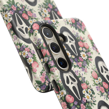 Floral Ghost Face Aesthetic Phone Case – Cute Spooky Tough Cover