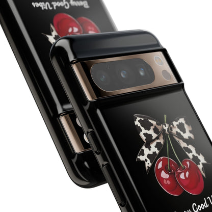 Cherry Cow Print Phone Case | Coquette Bow Aesthetic iPhone & Samsung Tough Case