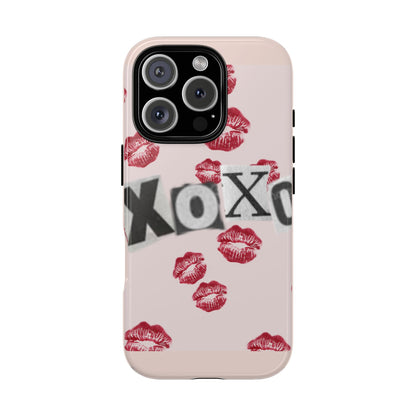 XOXO Kiss Print Phone Case | Coquette Valentine Aesthetic | Cute Pink Lipstick Kiss Tough Case for iPhone & Samsung
