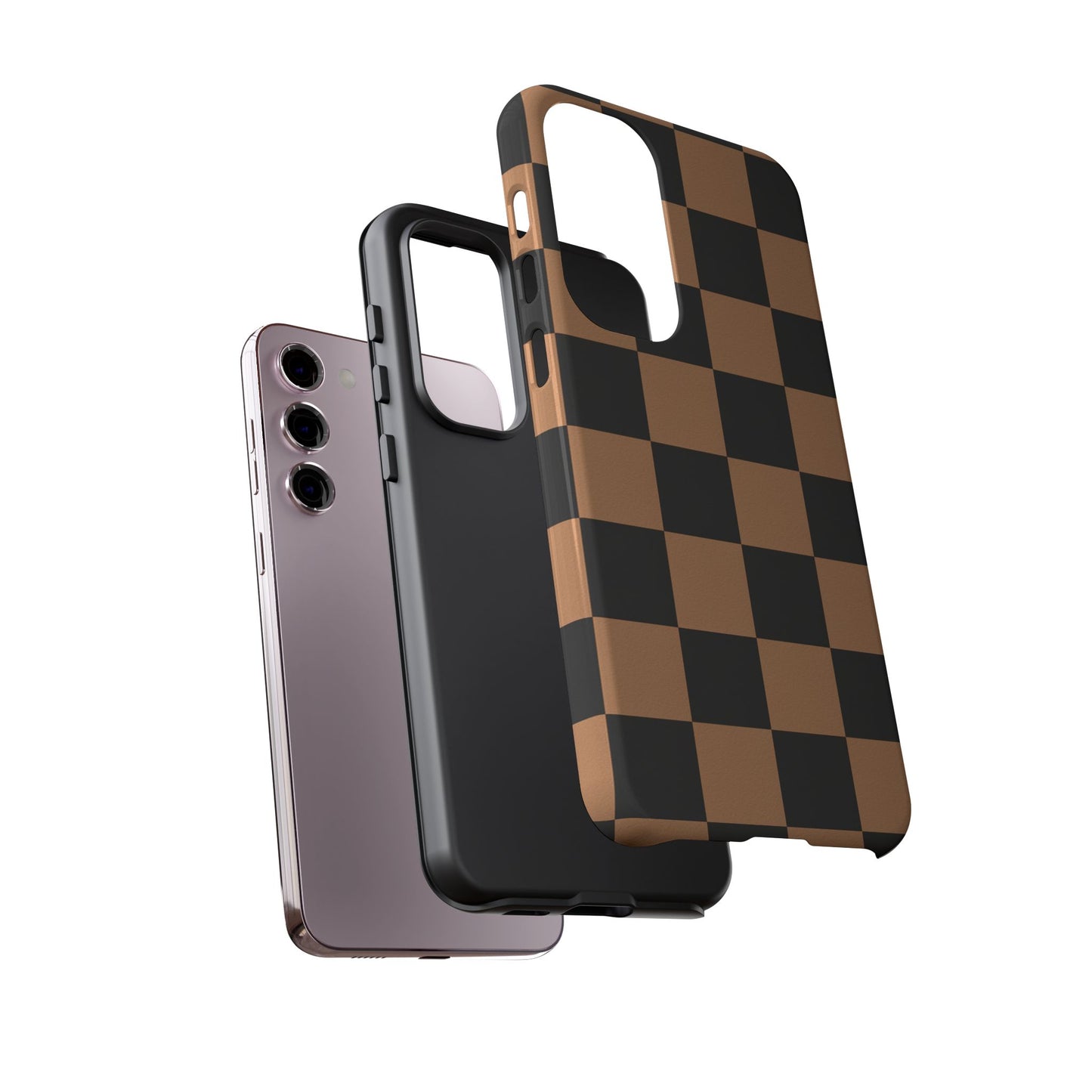 Brown Checkered Phone Case | Aesthetic Checkerboard iPhone & Samsung Tough Case
