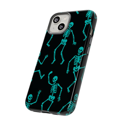 Dancing Teal Skeletons Phone Case | Tough Protective Case for Iphone, Samsung Galaxy and Pixel