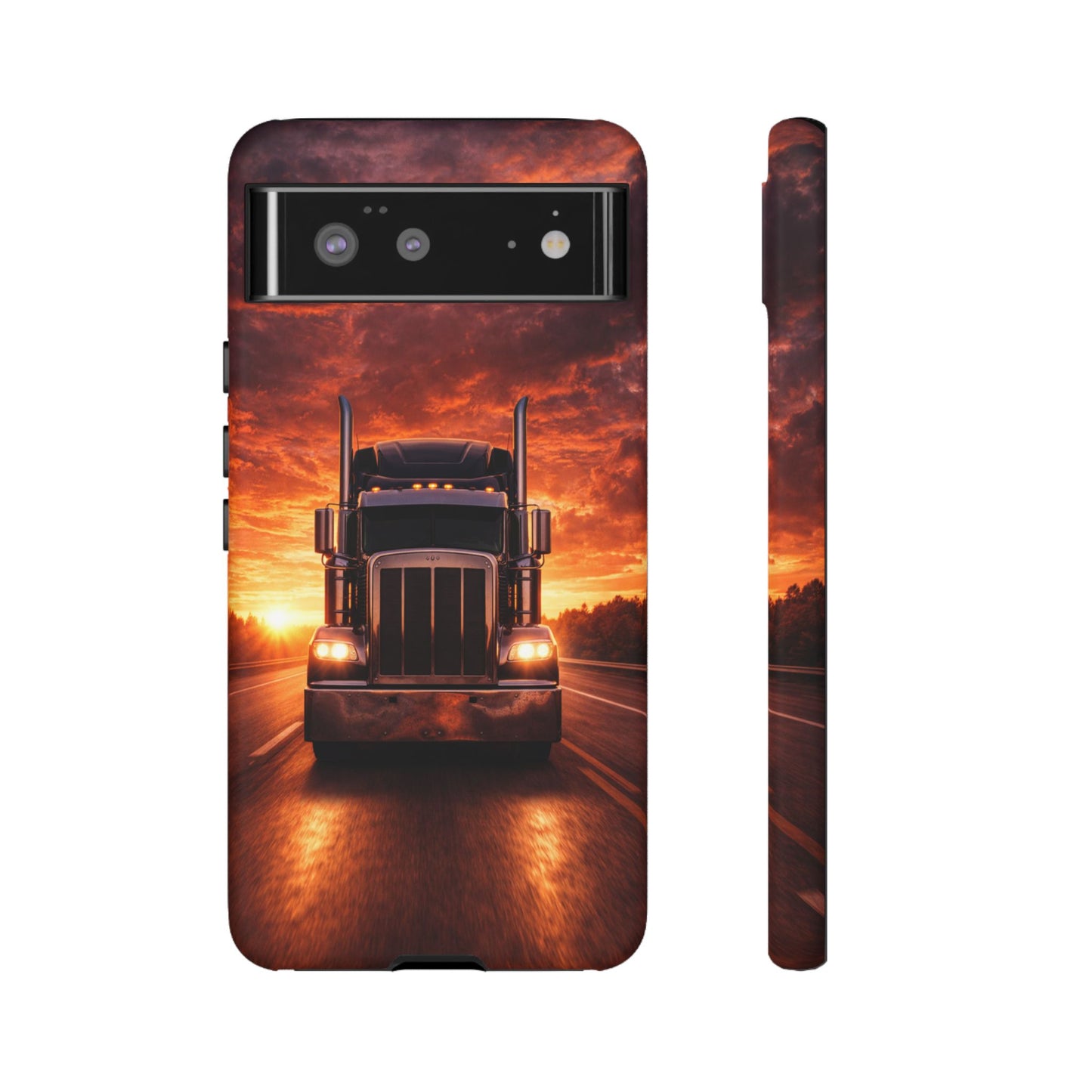 Big Rig Truck Phone Case Sunset Highway Semi Truck iPhone Samsung Cover