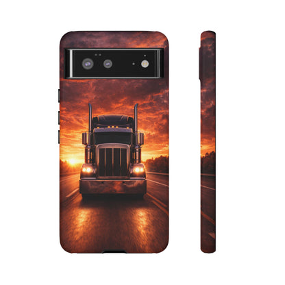 Big Rig Truck Phone Case Sunset Highway Semi Truck iPhone Samsung Cover