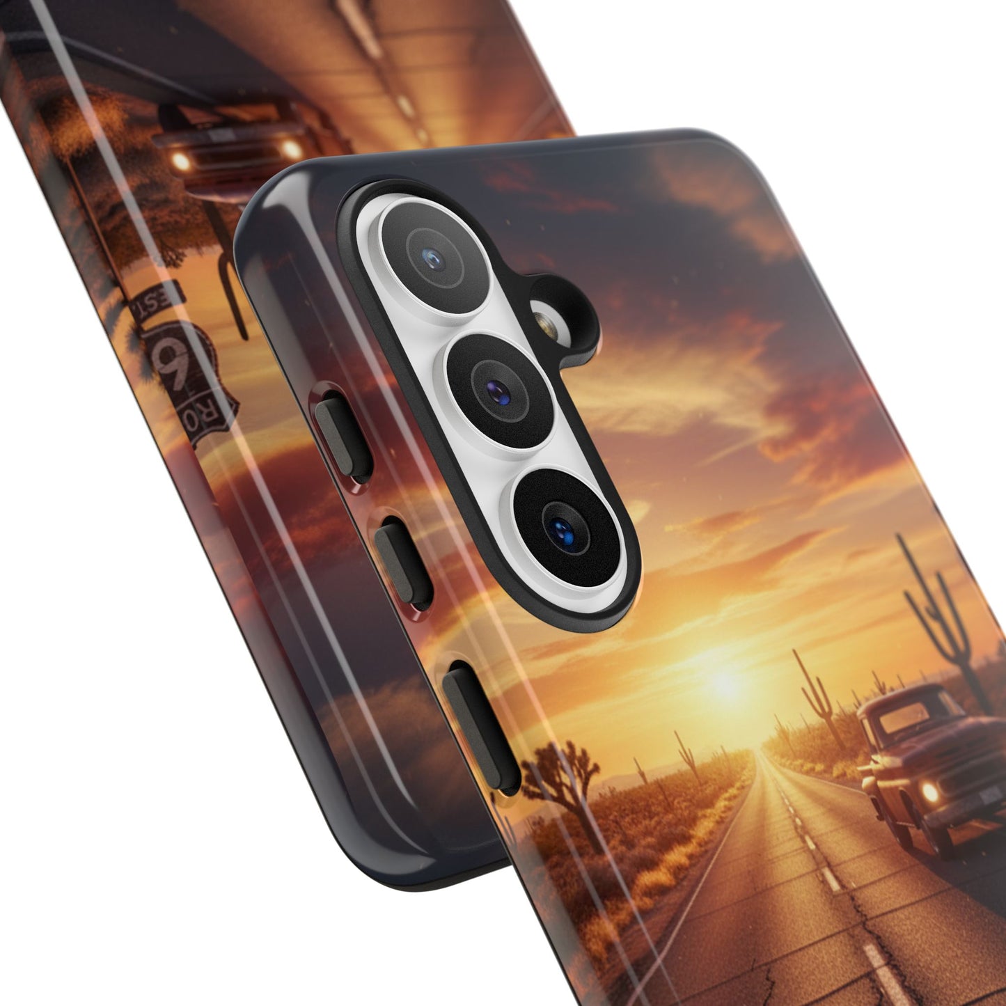 Route 66 Sunset Desert Highway Phone Case – Road Trip Travel Aesthetic Tough Case
