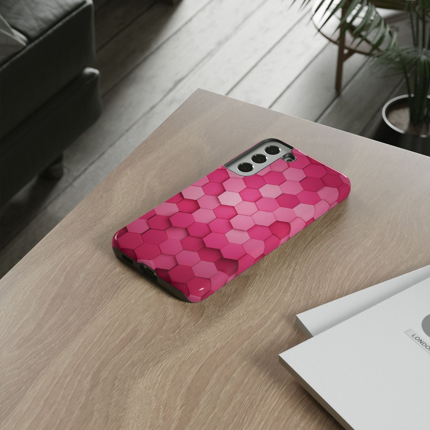 Hot Pink Hexagon Phone Case | Honeycomb Geometric Aesthetic | Cute Pink iPhone & Samsung Tough Protective Case