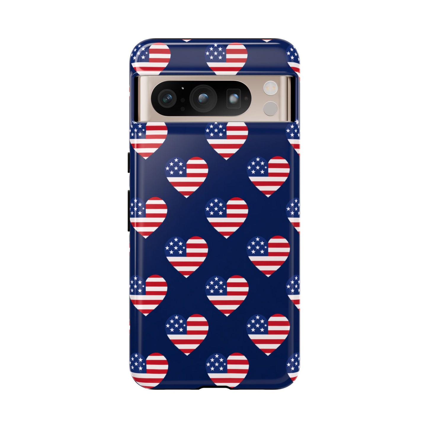 Patriotic American Flag Heart Phone Case – Tough Shockproof, USA Stars & Stripes for Iphone, Samsung Galaxy and Pixel