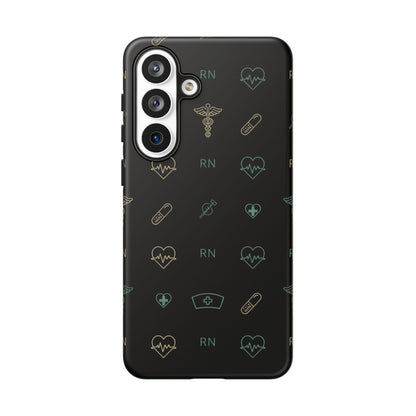 RN Nurse Phone Case – Minimal Medical Icon Pattern Healthcare Worker Tough Case