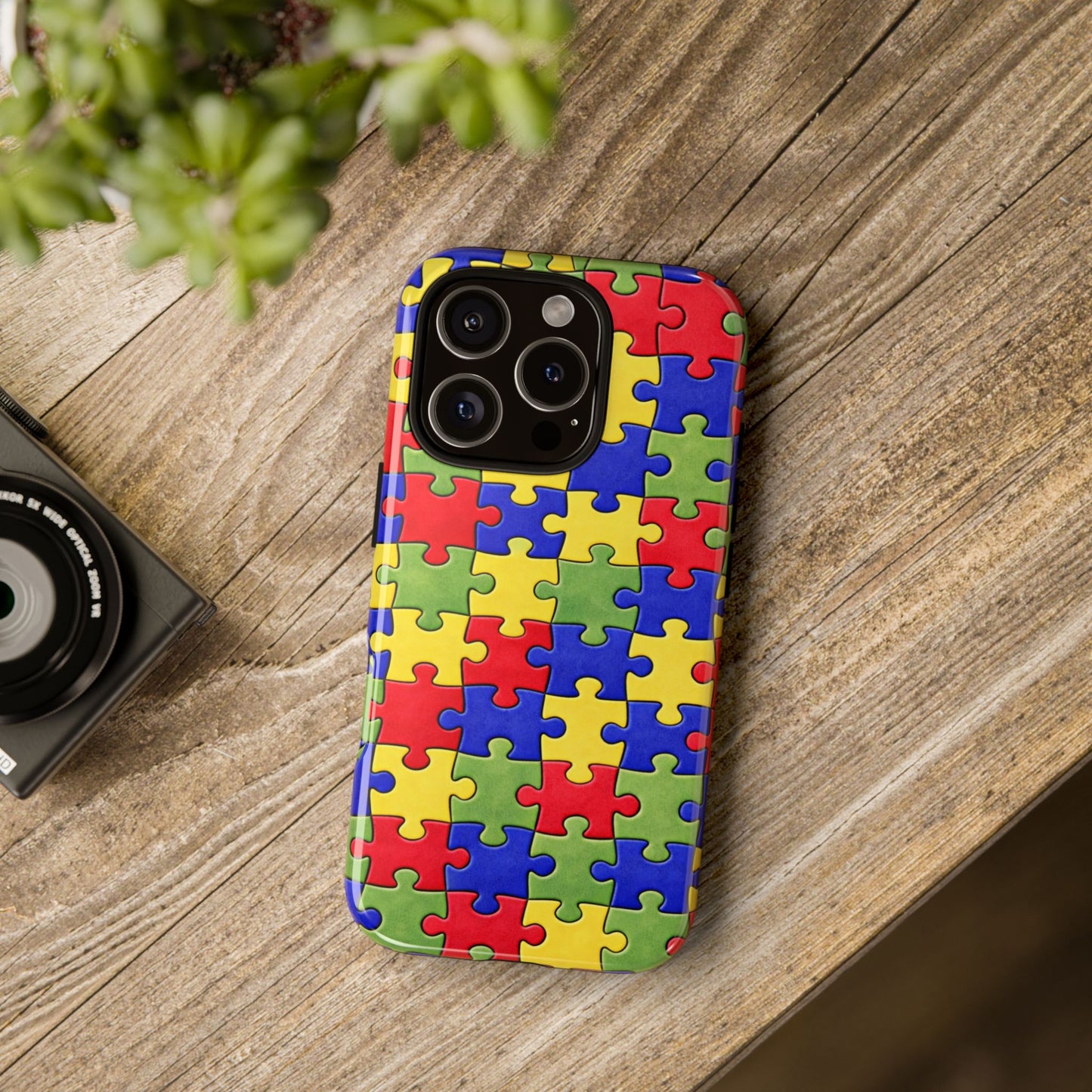 Colorful Puzzle Phone Case, Autism Awareness Jigsaw Design, Tough Protective Case, iPhone & Samsung Case, Vibrant Puzzle Pattern