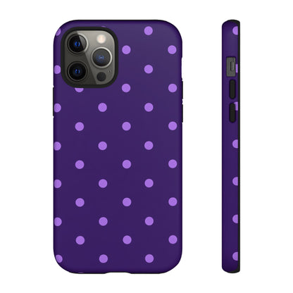 Purple Polka Dot Tough Phone Case – Cute Stylish Durable Protective Cover for Iphone, Samsung Galaxy and Pixel