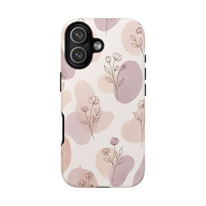 Blush Floral Phone Case Neutral Botanical Watercolor Tough Cover