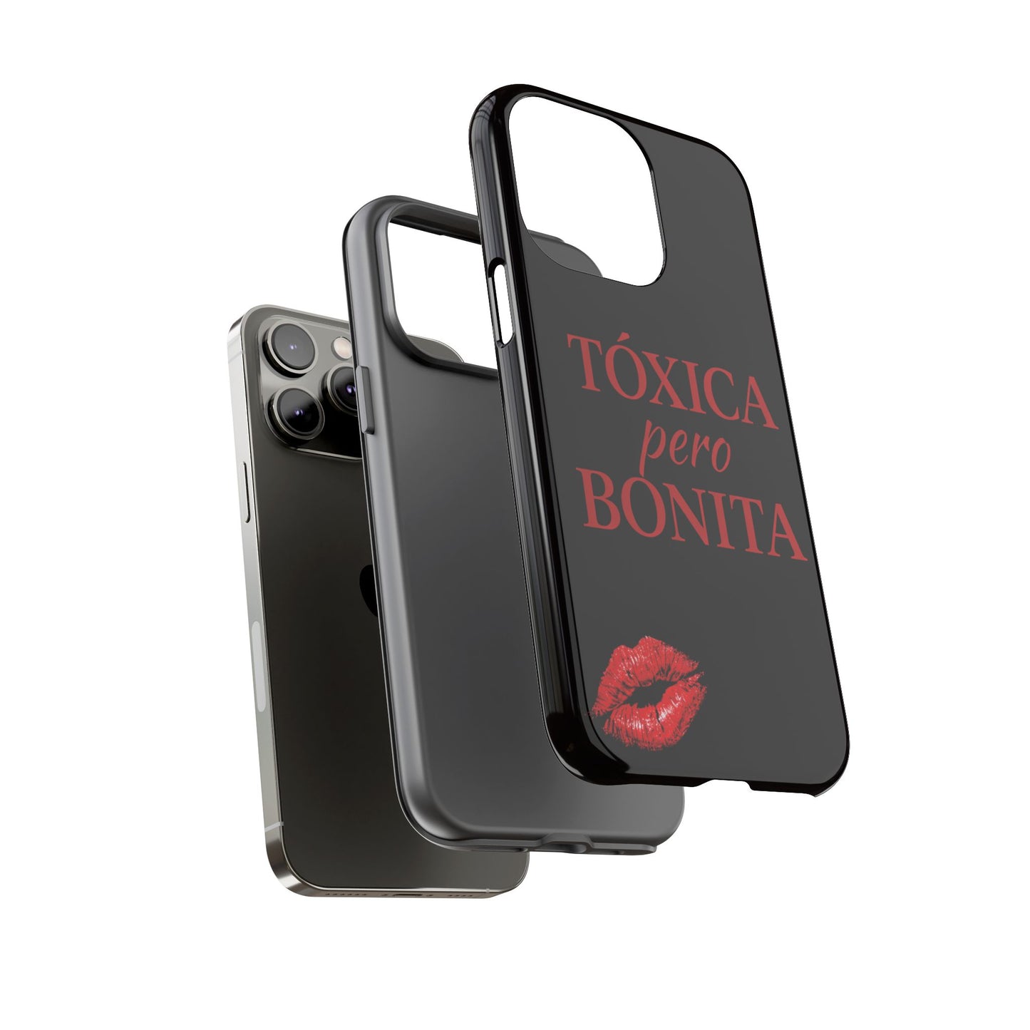 Toxica Pero Bonita Phone Case, Latina Quote Case, Red Lips Aesthetic, Spanish Saying Case, Trendy Tough Cover