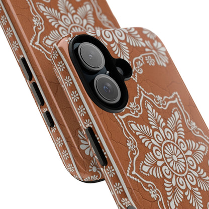 Talavera Terracotta Phone Case | Mexican Floral Pattern iPhone & Samsung Tough Case | Boho Clay Aesthetic Cover