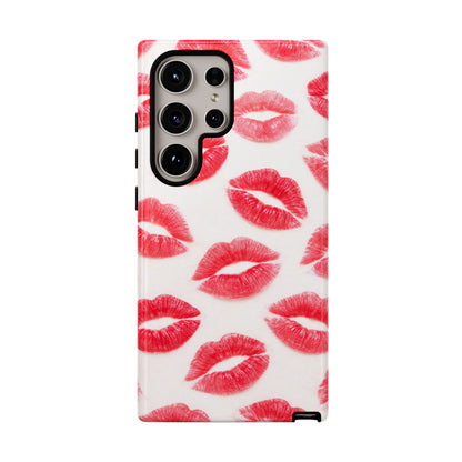 Red Lipstick Kiss Phone Case – Sexy Lip Print Pattern Tough Protective Cover