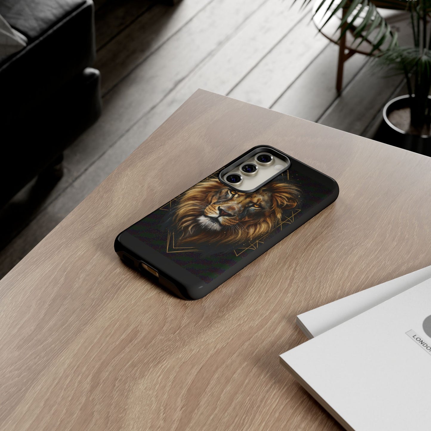 Majestic Lion Phone Case – Black Gold Luxury Lion Art Tough Protective Case