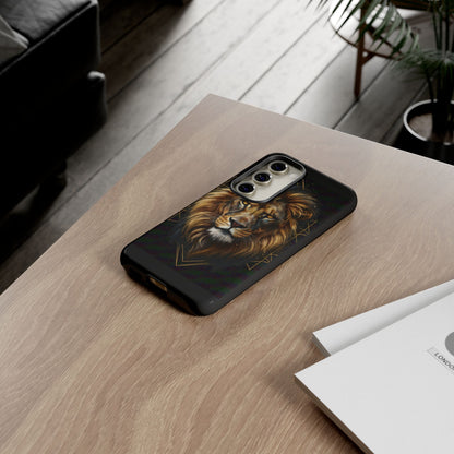 Majestic Lion Phone Case – Black Gold Luxury Lion Art Tough Protective Case