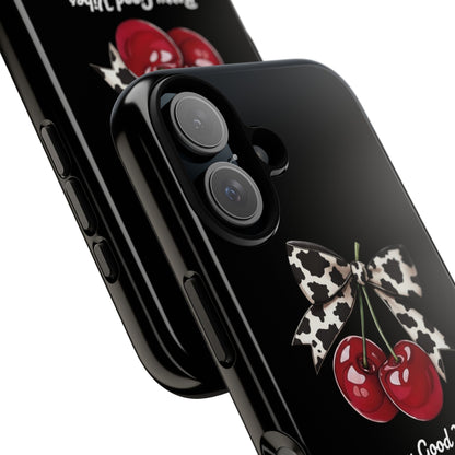 Cherry Cow Print Phone Case | Coquette Bow Aesthetic iPhone & Samsung Tough Case