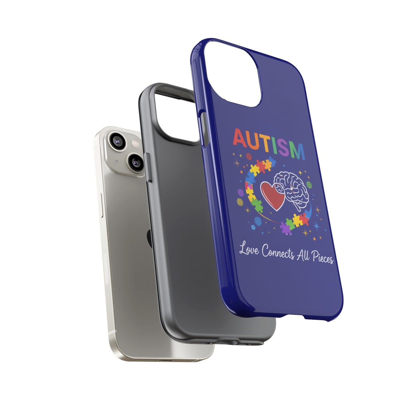 Autism Awareness Tough Case – "Love Connects All Pieces" Phone Case for Iphone, Samsung Galaxy and Pixel