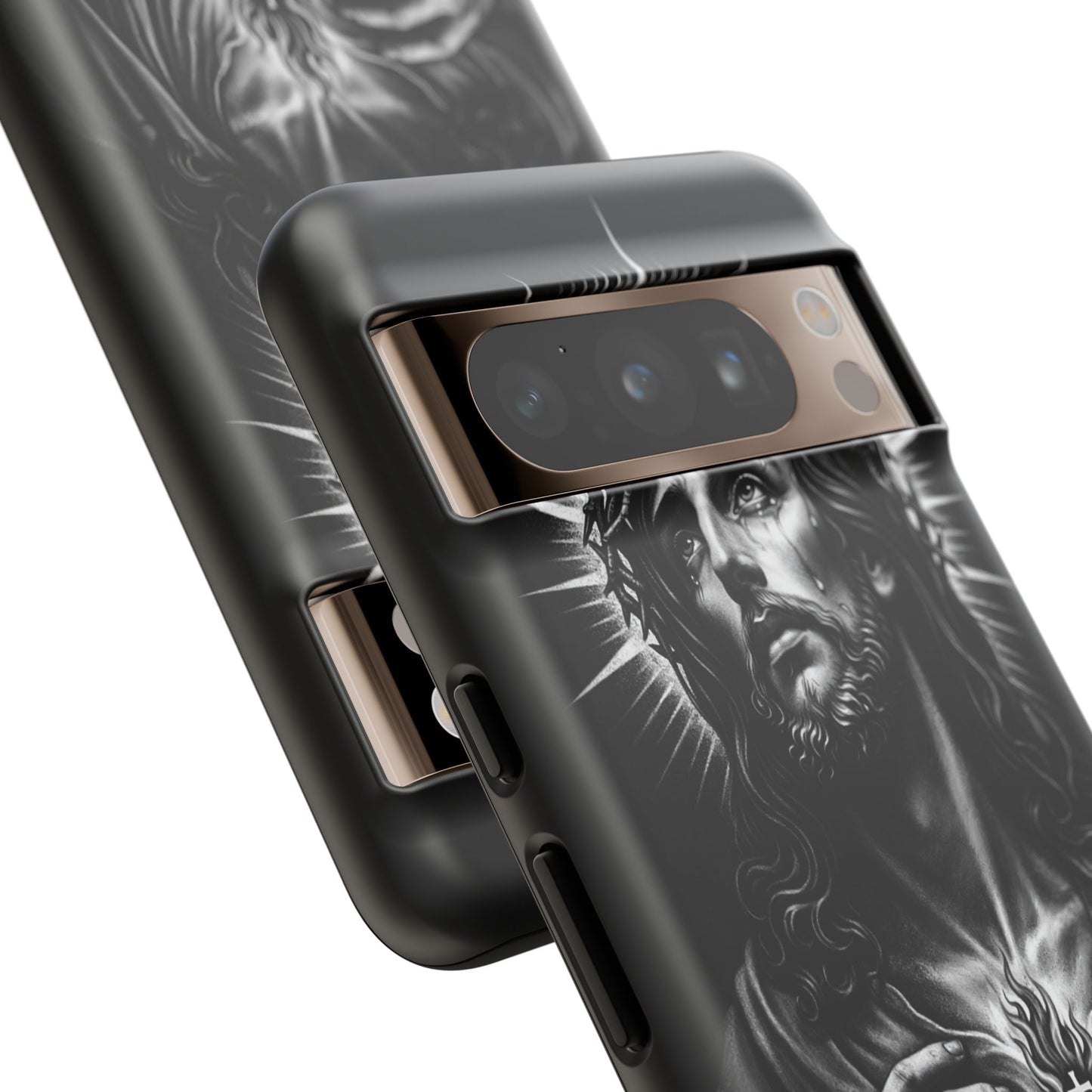 Jesus Sacred Heart Phone Case Black White Christian Faith Aesthetic