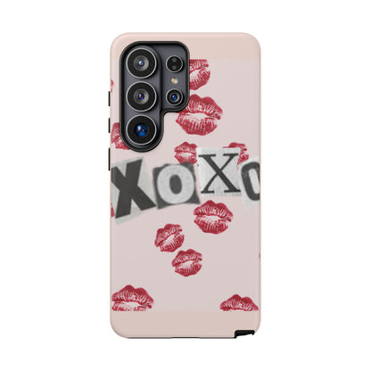 XOXO Kiss Print Phone Case | Coquette Valentine Aesthetic | Cute Pink Lipstick Kiss Tough Case for iPhone & Samsung