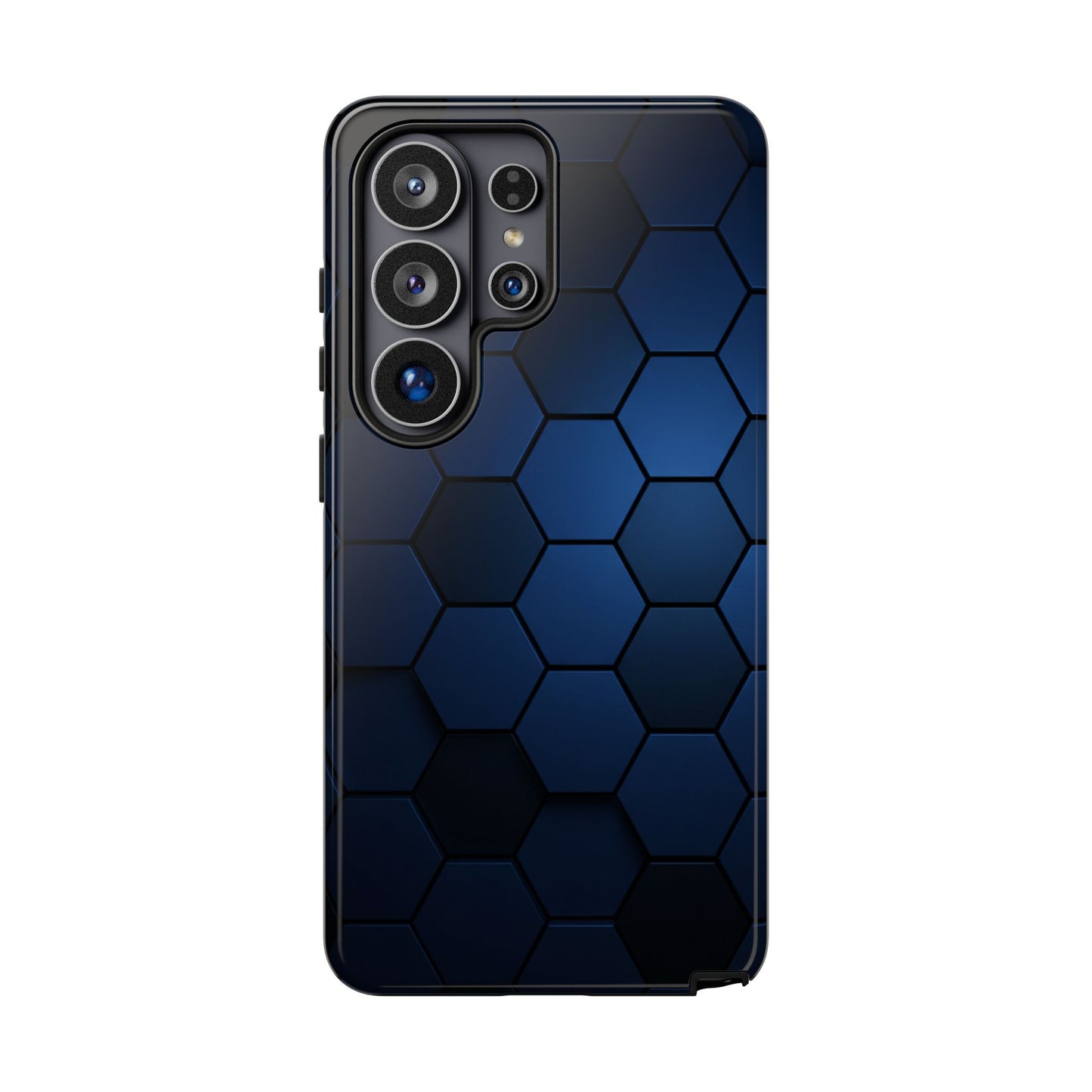 Blue Hexagon Gradient Phone Case | Honeycomb Geometric Tech Aesthetic | Minimalist Tough Case for iPhone & Samsung