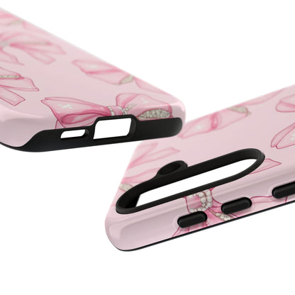 Pink Bow Pattern Phone Case | Coquette Aesthetic Tough Protective Case