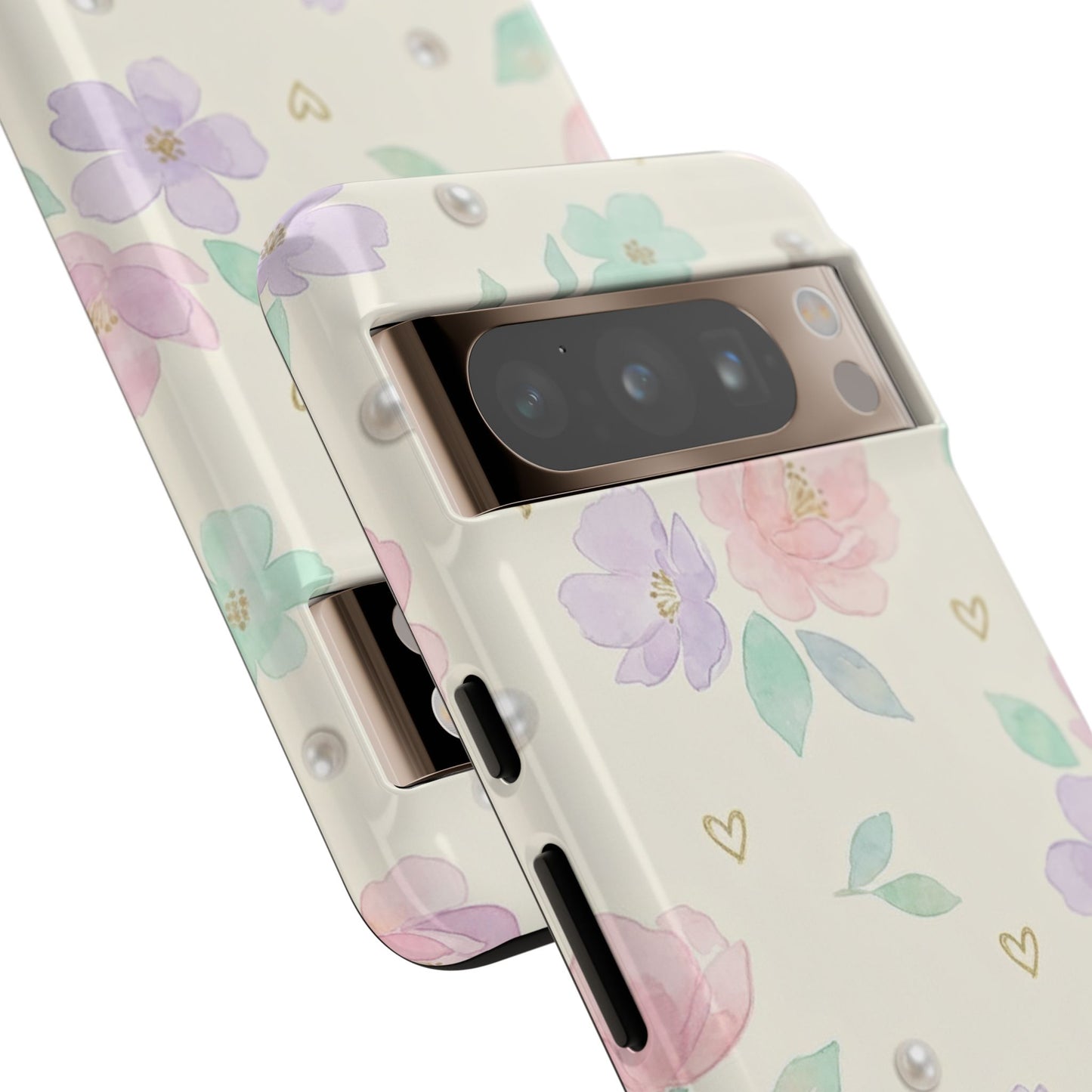 Pastel Floral Phone Case – Coquette Watercolor Flower Hearts Tough Case (iPhone, Samsung, Pixel)