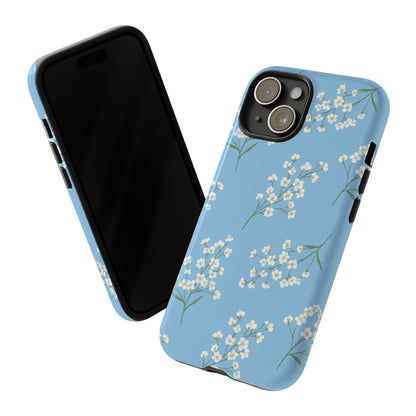 Baby’s Breath Floral Phone Case – Blue Minimal Flower Aesthetic Tough Case